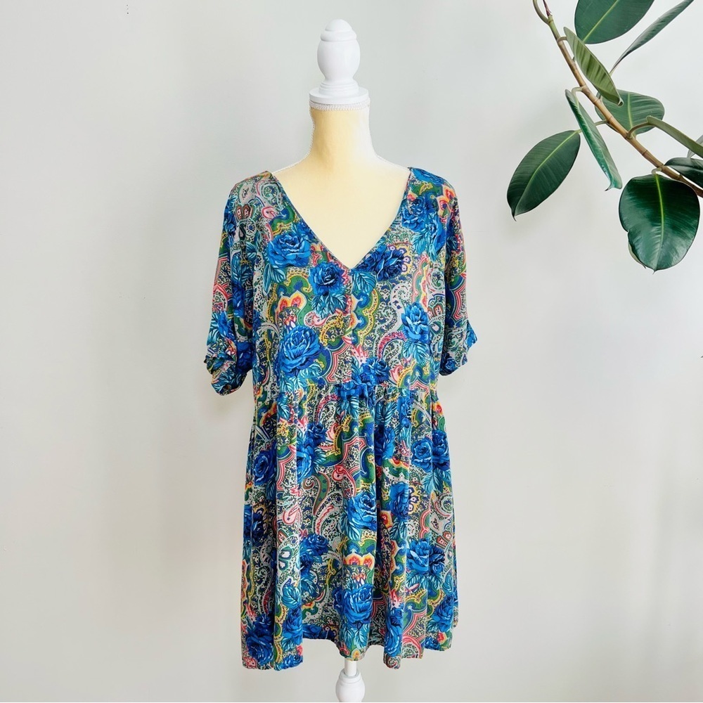 ASOS floral paisley v-neck baby doll dress